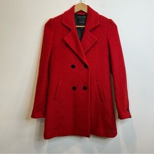 Maison Scotch Wool Blend Red Double-Breasted Peacoat